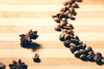 Aromatic spices and coffee beans