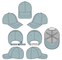 Baseball Cap fashion flat technical drawing template