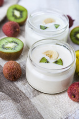 Yogurt with tropical fruits