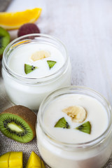Yogurt with tropical fruits
