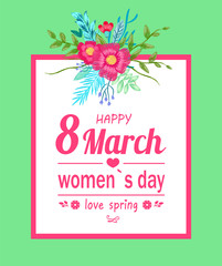 Happy 8 March Women Day Poster Vector Illustration