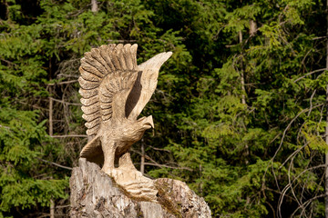 big wooden eagle statue