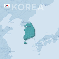 Verctor Map of cities and roads in South Korea.