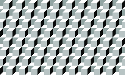 Seamless cubic geometric gray white black no lines pattern vector illustration. EPS 10