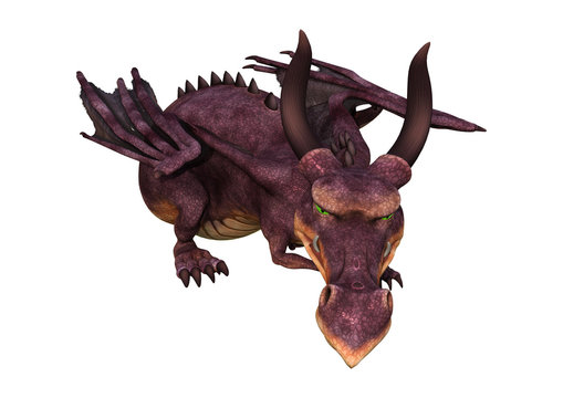 3D Rendering Fantasy Dragon on White