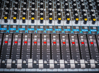 Sound control panel or mixing console