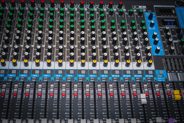 Sound control panel or mixing console