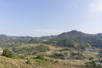 Fototapeta na wymiar Chinese villages are hills