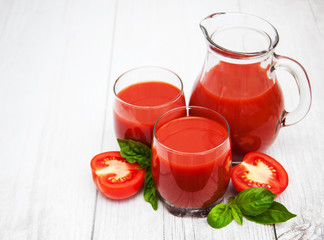 Glasses with tomato juice