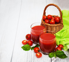 Glasses with tomato juice