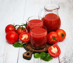 Glasses with tomato juice