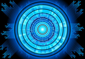 Abstract blue circle circuit technology power energy light design modern futuristic background vector illustration.