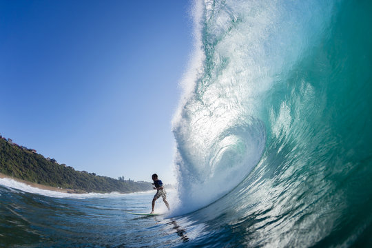 Surfer Surfing Aborts Ride Escape Crashing Wave