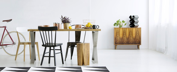 Dining room interior with cupboard