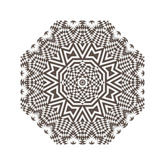 Beautiful strict mathematical circular pattern of traditional motifs and oriental ornaments. Vintage decorative elements. Mandala. Round ornament background.