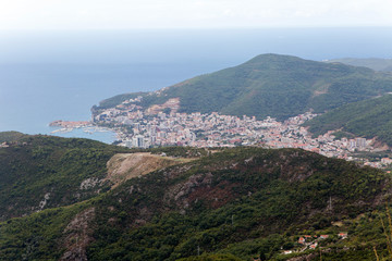 city and Bay view from the mountain in Montenegro