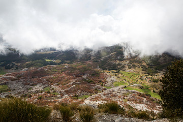 mountain view with thick clouds down to the lowland in Montenegro