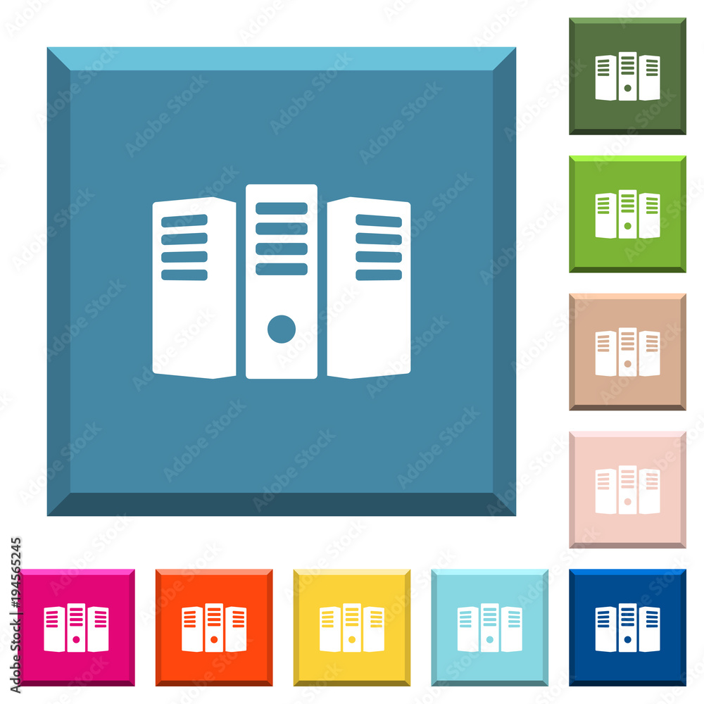 Poster server hosting white icons on edged square buttons