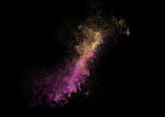 Vector bright colorful cosmos illustration. Abstract cosmic background with stars and galaxy.