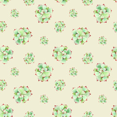 Succulents watercolor pattern