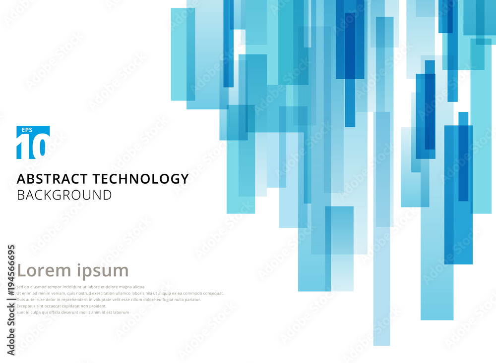Aufkleber abstract technology vertical overlapped geometric squares shape blue colour on white background with