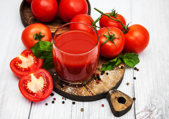 Glass with tomato juice