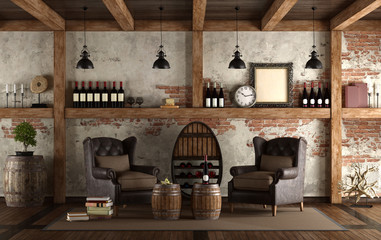 Home wine cellar in retro style