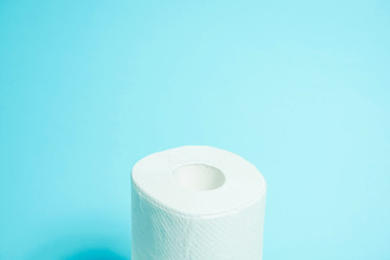 Daily necessities, Toilet paper. copy space, light blue background.　日用品　トイレットペーパー　余白あり　水色背景