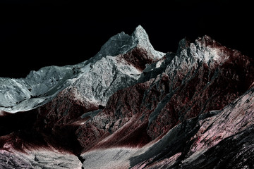 Obrazy na Szkle  Podczerwień i nasłonecznione zdjęcie pięknego, nieziemskiego, fantastycznego świata, takiego jak alpejskie góry w szwajcarskich Alpach
