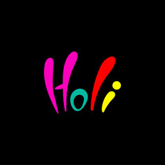 Naklejka na ściany i meble Hand written colorful quote Holi. Isolated objects on black background. Vector illustration. Design concept for festival of colors, party, celebration.