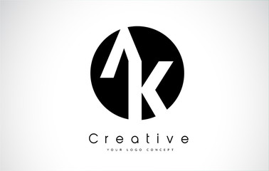 AK Letter Logo Design inside a Black Circle