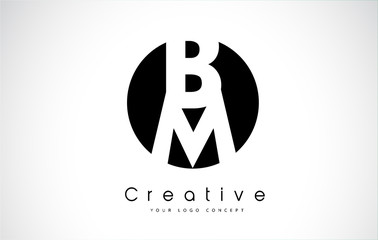 BM Letter Logo Design inside a Black Circle