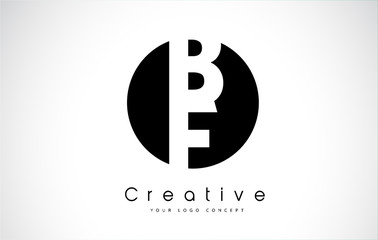 BF Letter Logo Design inside a Black Circle