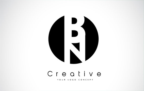 BN Letter Logo Design inside a Black Circle