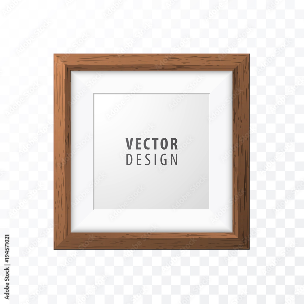 Poster realistic minimal isolated wood frame on transparent background for presentations . vector elements
