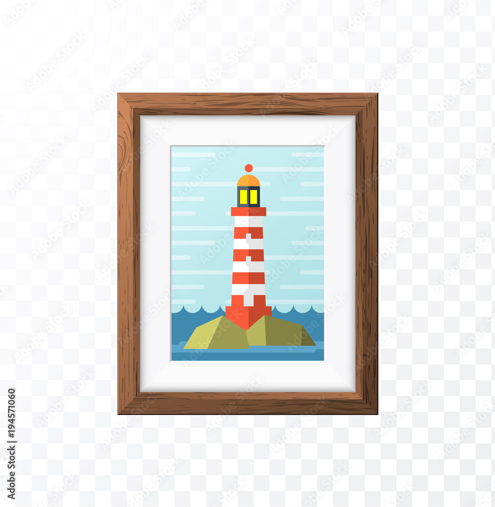 Poster realistic minimal isolated white frame with art scene on transparent background for presentations . 