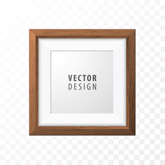 Realistic Minimal Isolated Wood Frame on Transparent Background for Presentations . Vector Elements