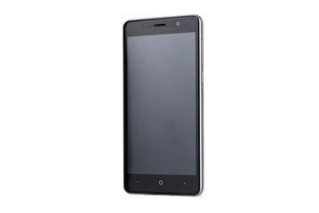 Black screen of smartphone isolated on white background