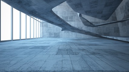Empty dark abstract concrete smooth interior . Architectural background. 3D illustration and rendering - obrazy, fototapety, plakaty