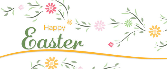 Happy Easter. Flower pattern in trendy colors with text : Happy Easter