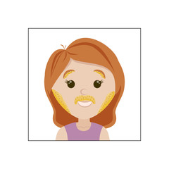 Cute girl face with an example of using a mask to remove unwanted facial hair.