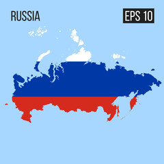 Obraz premium Russia map border with flag vector EPS10
