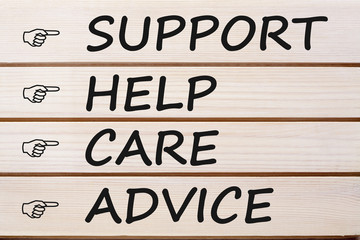 Support Help Care and Advice Concept