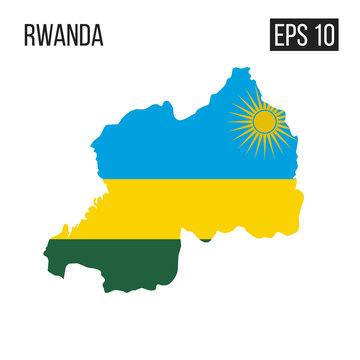 Rwanda map border with flag vector EPS10