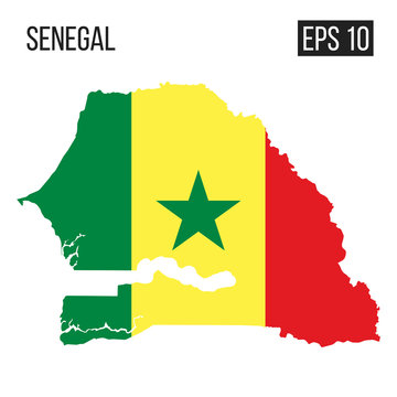 Senegal map border with flag vector EPS10