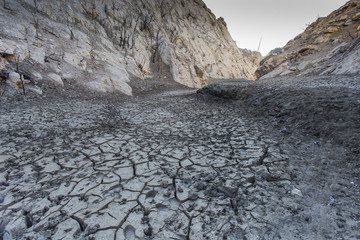 Empty lake at Bimont Dam near Aix en Provence, France.