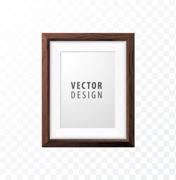 Realistic Minimal Isolated Wood Frame on Transparent Background for Presentations . Vector Elements