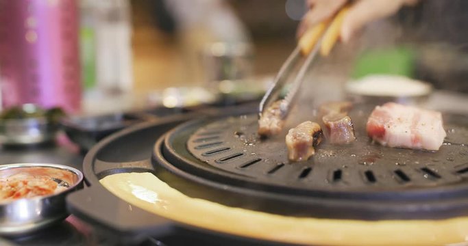 Korean barbecue in restaurant