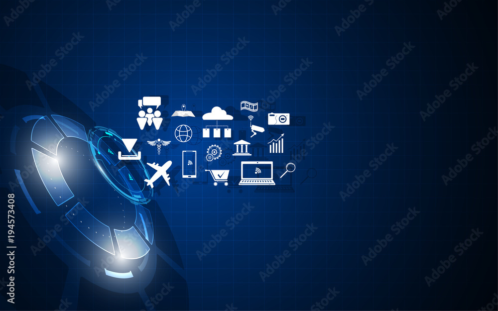 Aufkleber iot icon on circular digital tech background