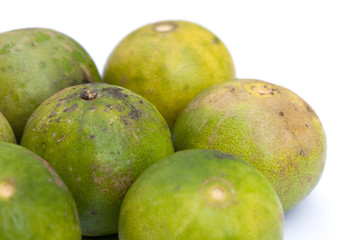 close up of lime lemon isolated on white
